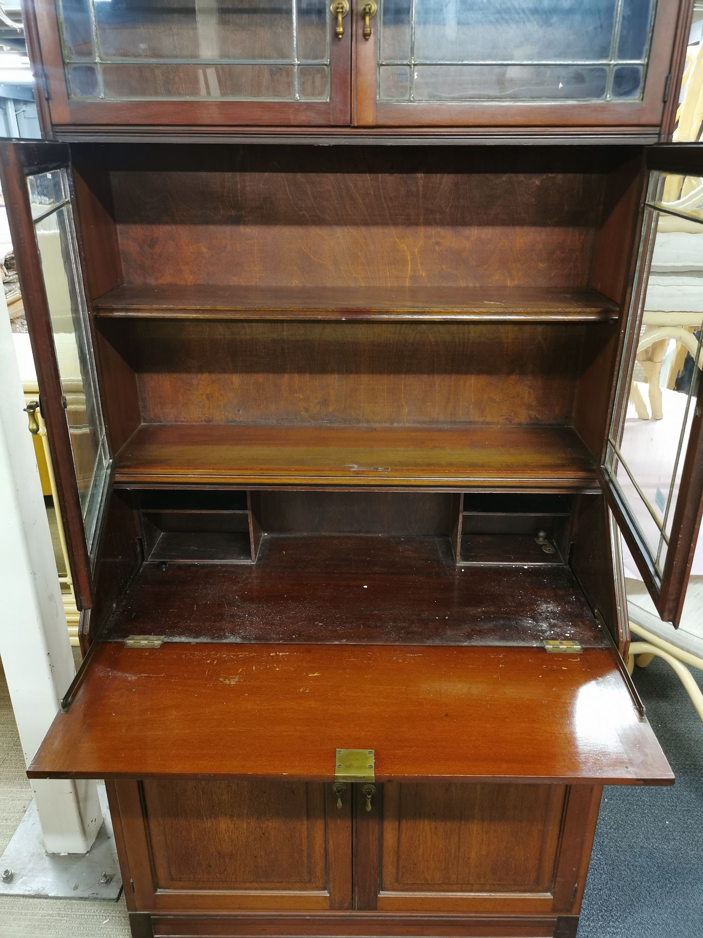 A 20th C mahogany bureau cabinet, H. 190cm W. 90cm. - Image 2 of 2