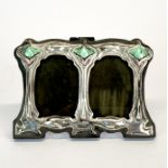 An Art Nouveau style hallmarked silver enamelled mini photo frame, H. 8cm.