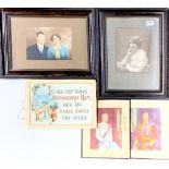 Two early 20th century framed photographs and three other items, frame size 33 x 44cm.