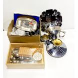 A quantity of silver plated and chromium plated items.