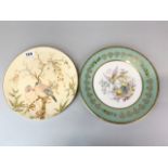 A Royal Worcester Oriental Seasons plate and an Ainsley bird plate, dia. 27cm.