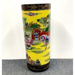 A large Chinese yellow ground porcelain umbrella stand, H. 59cm.