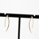 A pair of 18ct yellow gold diamond set earrings, L. 2.5cm.