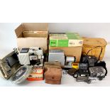 A quantity of vintage photographic equipment.