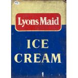 An old Lyons Maid ice cream advertising sign, 46 x 61cm.
