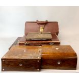 Two antique boxes, a Japanese glove box and other items.