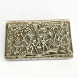 A heavy gilt lined hallmarked (partial hallmark) silver snuff box, 8 x 5 x 1cm.