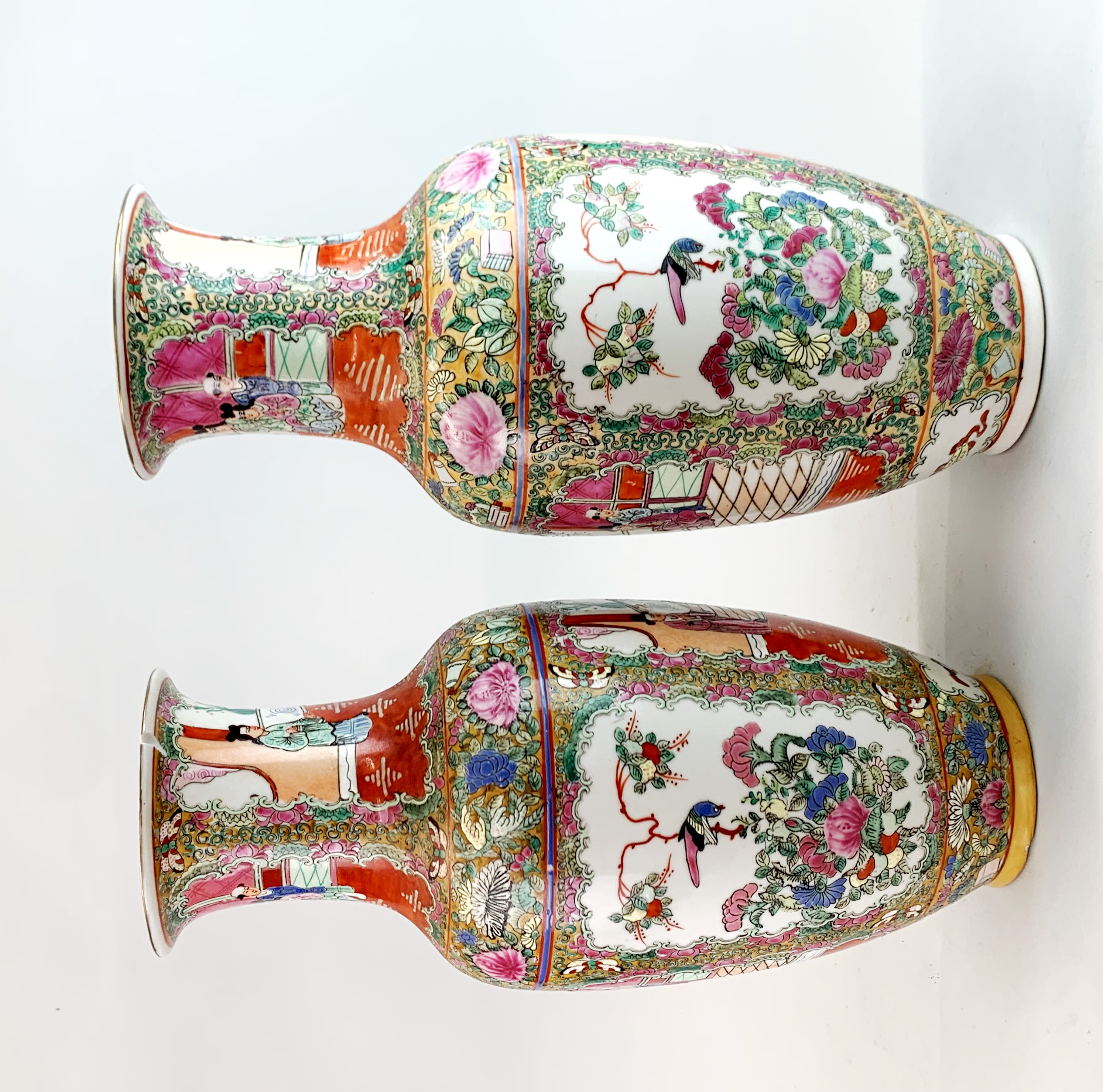 A pair of Chinese Canton enamelled porcelain vases, H. 37cm.