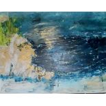 Anne Schofield, "Seascape", acrylic on canvas, 50 x 70cm, c. 2023. Abstract seascape illuminated