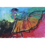 Ann Vance, "Dancer 4", acrylic, watercolour and tempera on paper, 42 x 59cm, c. 2022. This is a