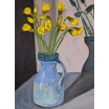 Ken Anne Jennings, "Jug with Daffodils", oil on canvas, 40 x 30cm, c. 2023. UK shipping £35.