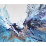 Sarah Soh, "Dive out", acrylic pour on linen canvas, 65 x 53cm, c. 2023. The most majestic part is