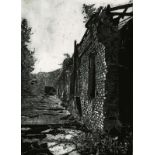 Jenny Gunning, "Inside and out", aquatint etching, framed 59 x 42cm, c. 2023. The Aga Factory is
