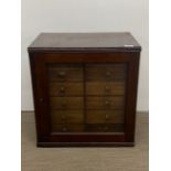 A 19th C inlaid mahogany ten drawer cabinet, 51 x 36 x 53cm.