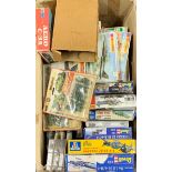 An extensive quantity of model kits and air fix soldiers, etc