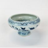 A Chinese hand painted porcelain stem bowl, H. 7cm, dia. 12.5cm.