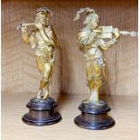 A lovely pair of 19th century French gilt bronze figures of musicians with indistinct signature to