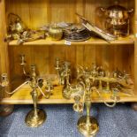 A collection of mixed copper and brassware.