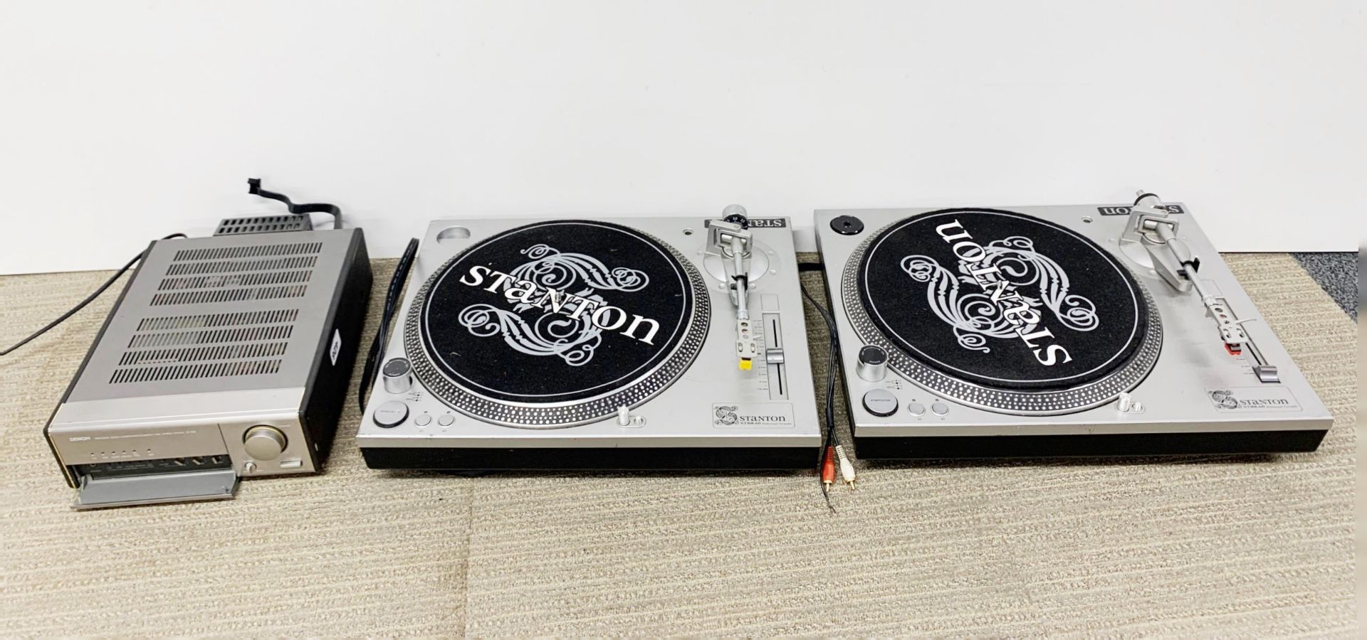 Two Stanton STR8-60 record turntables and a Denon compact disc player. - Image 2 of 2