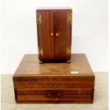 A 1930's oak single drawer cabinet and a small mahogany three drawer cabinet.