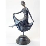 A large Art Deco style bronze figure of a dancer, H. 48cm.