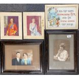 Two early 20th century framed photographs and other items, largest 33 x 44cm.