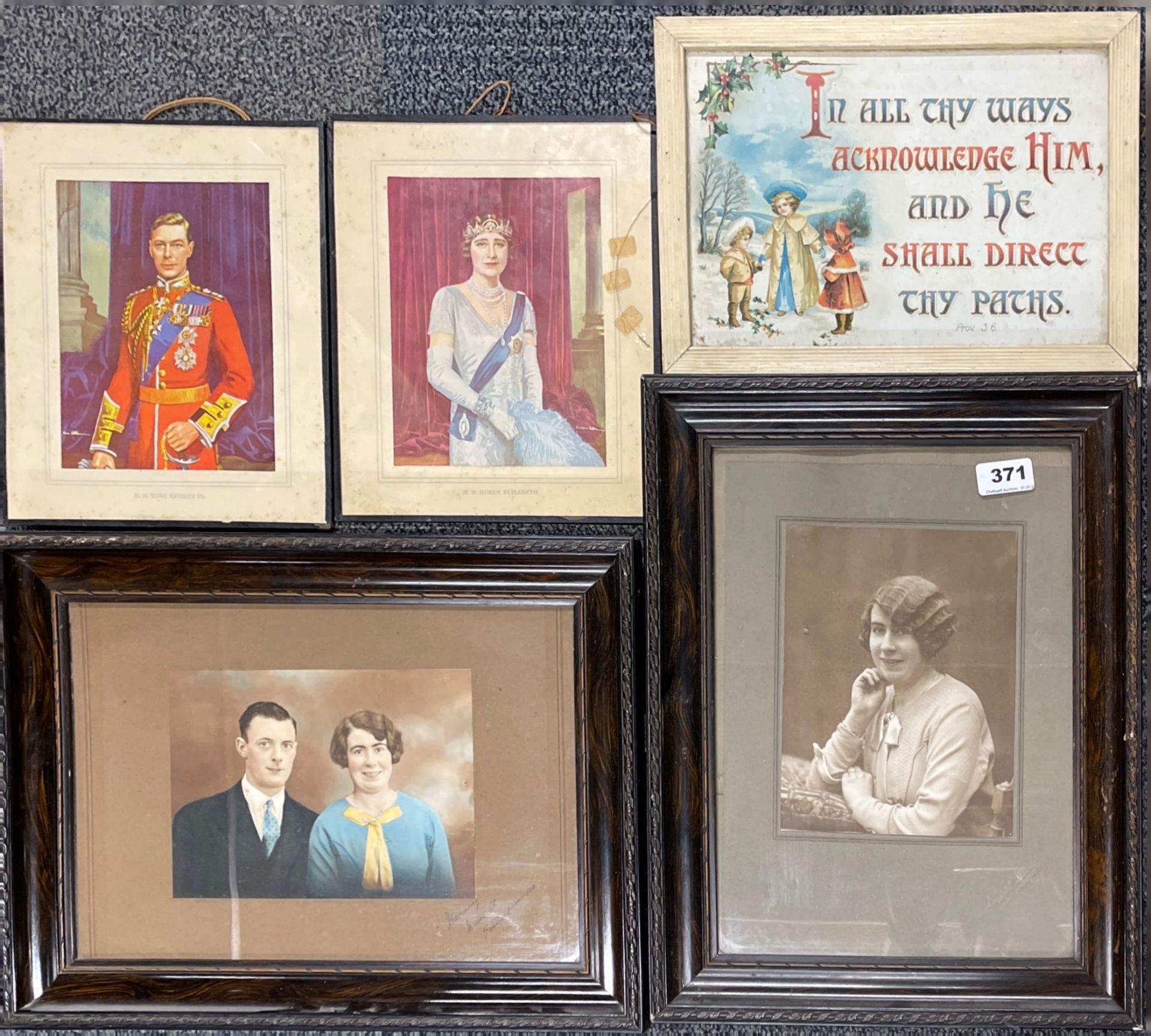 Two early 20th century framed photographs and other items, largest 33 x 44cm.