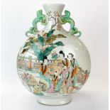 A Chinese hand painted porcelain moon vase, H. 33cm.