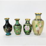 A group of four mid 20th century Chinese cloisonne vases, tallest H. 17cm.