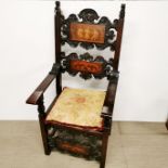 A fine 18th C Venetian inlaid walnut armchair, H. 123cm.