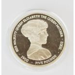 A Queen Elizabeth, the Queen mother, 2002 £5 silver coin