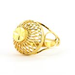 A stamped 22.00 (tested approximately 20ct) yellow gold ring, (N).