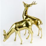 Two brass figures of deer, tallest H. 34cm.