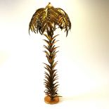 An impressive gilt metal palm tree standard lamp, H. 185cm.