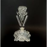 An Art Deco Bohemian cut and frosted crystal perfume bottle, H. 19cm.