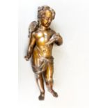 A 19th Century bronze figure of a putti fisher boy, L. 35cm.