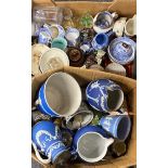 Two boxes of mixed ceramic items, some restored.