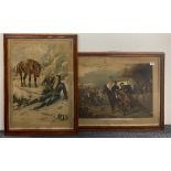 Two large 19th century framed coloured prints after R. Hillingford and Edgar A. Holloway of military