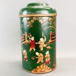 A chinoiserie design toleware tea caddy, H. 38cm.