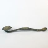 A Chinese jade inset archaic style bronze Ruyi, L. 30cm.