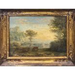 A gilt framed 18th Century oil on canvas of a pastoral scene, 56 x 42cm.