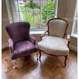 Two upholstered armchairs, largest 95 x 65cm.