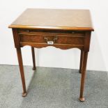 A Savoy, George II style, single drawer burr walnut and walnut side table, 67 x 56 x 44cm.