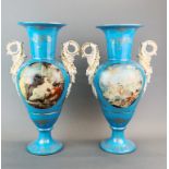 A pair Sevres style porcelain vases, H. 42cm.