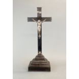 A 19th Century silver (tested) and ebony crucifix, H. 51cm.