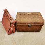 A vintage metal trunk together with a vintage luggage case, largest 67 x 46 x 46cm.