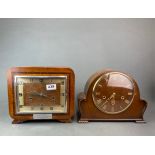 Two Art Deco chiming mantel clocks, H. 24cm.