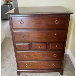 A Stag dark mahogany chest of drawers, 111 x 82cm. One handle missing.