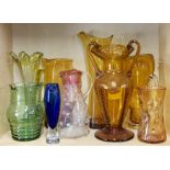 A group of good glassware including Murano and Whitefriars, tallest 37cm.