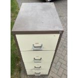 A three drawer metal filing cabinet, 132 x 63cm.